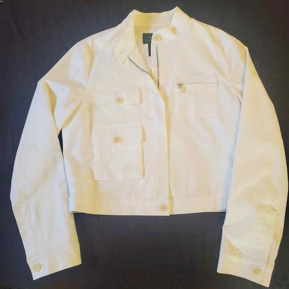 Lauren Ralph Lauren women's ivory cotton twill cropped jacket. Size M